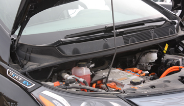 Under the hood of an electric car. Under the hood of an electric car.