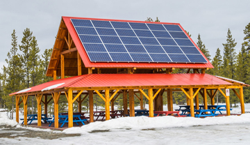 Solar panels on a picnic shelter at Mount Lorne Solar panels on a picnic shelter at Mount Lorne