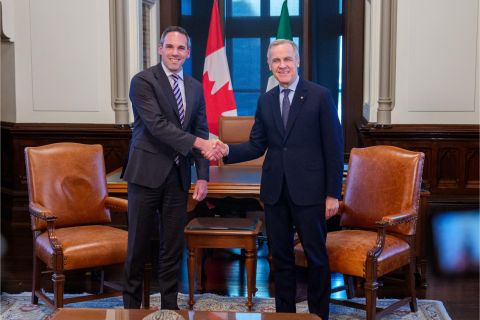 Premier Dixon meets with Prime Minister Carney on January 28, 2026, in Ottawa, Ontario. Photo credit: Lars Hagberg.