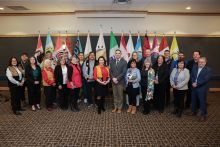 Participants representing First Nations governments and the newly elected Government of Yukon cabinet pose for a photo ahead of the Yukon Forum which was held at the Sternwheeler on Thursday November 27, 2025.